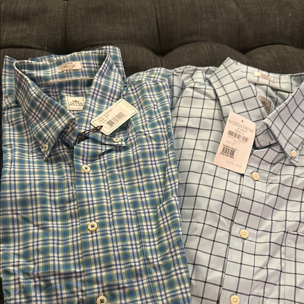 Two Peter Millar Casual Button Down Shirts size L.